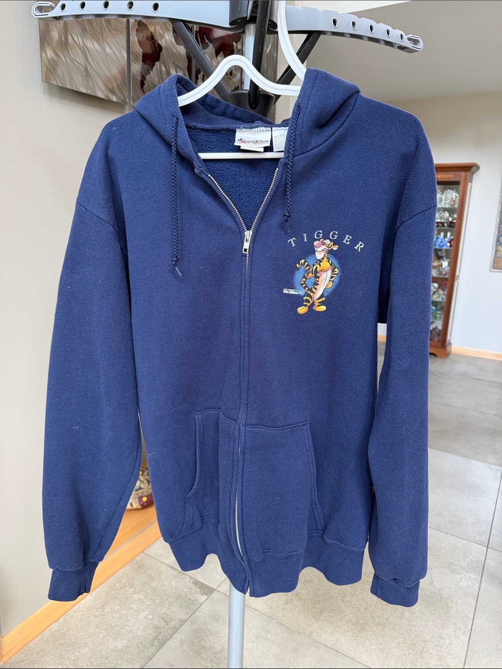 Vintage Disney Navy Tigger Full Zip-Up Hoodie Jacket men’s M
